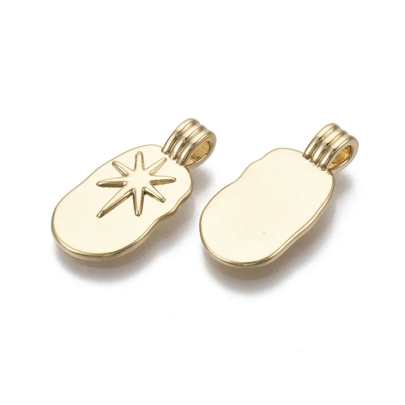10pcs Oval Brass Earring Charms Real 18K Plated for DIY Bracelet