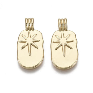 10pcs Oval Brass Earring Charms Real 18K Plated for DIY Bracelet