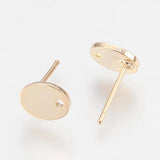 10pcs Oval Brass Stud Earring Settings 18K Plated 12mm