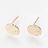 10pcs Oval Brass Stud Earring Settings 18K Plated 12mm