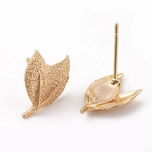 10pcs Oval Brass Stud Earring Settings 18K Plated 12mm