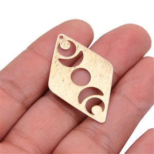 10pcs Brass Moon Phases Celestial Pendant for DIY Jewelry Making