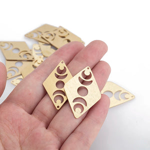 10pcs Brass Moon Phases Celestial Pendant for DIY Jewelry Making