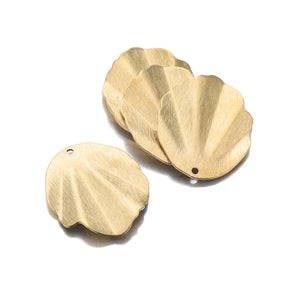 10pcs Brass Textured Shell Charms Wave Fan Shape Leaf Charms Pendant