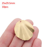 10pcs Brass Textured Shell Charms Wave Fan Shape Leaf Charms Pendant