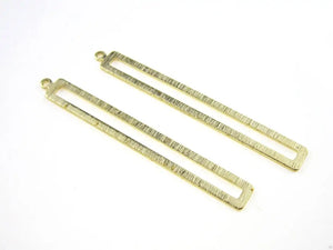 10pcs Long Rectangle Brass Earring Charms, Textured Geometric Pendant - R1443