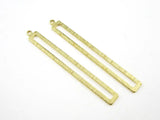 10pcs Long Rectangle Brass Earring Charms, Textured Geometric Pendant - R1443