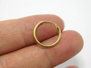 10pcs Brass Earrings Hoops 15x1.5mm Raw Brass Circle Earlobe Findings
