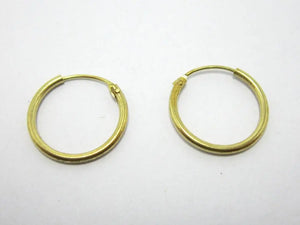 10pcs Brass Earrings Hoops 15x1.5mm Raw Brass Circle Earlobe Findings