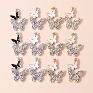 10pcs Clear Crystal Butterfly Charms for DIY