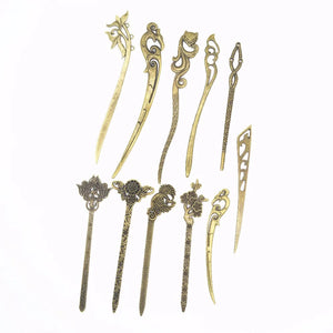 10pcs Bronze Vintage Hair Sticks Headbands For Women Elegance Lady Hairpins