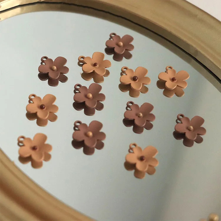 10pcs Brown Flower Pendant Charms for Diy Jewelry Making