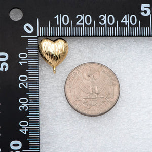10pcs Brushed Heart Ear Posts Plated Brass Earring Studs