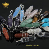 10pcs Assorted Natural Stone Wire Wrapped Point Pendants