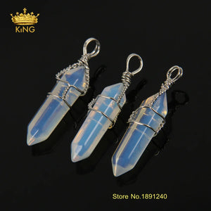 10pcs Assorted Natural Stone Wire Wrapped Point Pendants