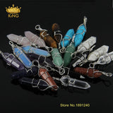 10pcs Assorted Natural Stone Wire Wrapped Point Pendants