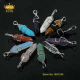 10pcs Assorted Natural Stone Wire Wrapped Point Pendants