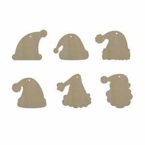 10pcs Unfinished Wooden Christmas Santa Hat Head Cutout Shape For Earrings