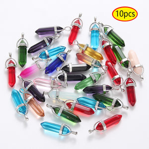 10pcs Purple Crystal Chakra Gem Stone Quartz Pendant for Men Women