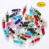 10pcs Purple Crystal Chakra Gem Stone Quartz Pendant for Men Women