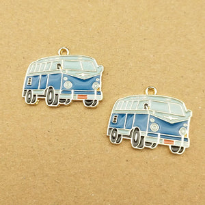 10pcs Bus/Bicycle Enamel Charm Jewelry Making Earring/Pendant DIY Accessories
