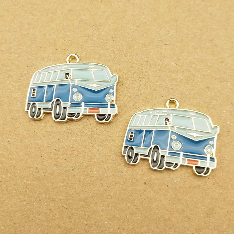 10pcs Bus/Bicycle Enamel Charm Jewelry Making Earring/Pendant DIY Accessories
