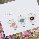 10pcs Butterfly Alice Girl Rabbit Charms Bracelets Making Drop Oil Metal Enamel