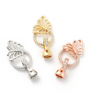 10 Butterfly Clasps CZ Brass Fold Over Clasps DIY Jewelry Making