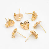 10pcs Butterfly Heart Earring, Plated Brass Stud Earrings for DIY