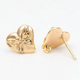 10pcs Butterfly Heart Earring, Plated Brass Stud Earrings for DIY