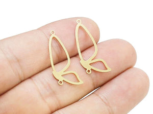 10pcs Butterfly Wings Earring Charms, Brass Wing Findings