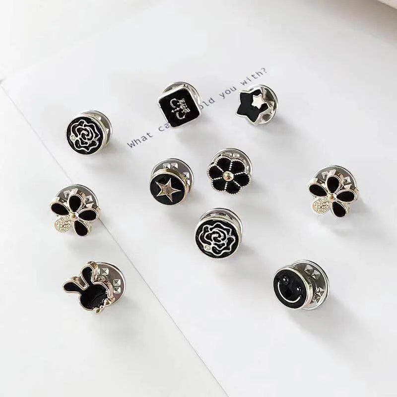 10pcs Button Brooch Set Pearl Rhinestones Pin Coat Clothes Accessories Gift