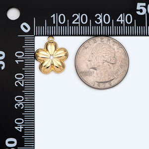 10pcs CZ Cherry Blossoms Charms, 18K Plated Brass, Flower Pendants DIY