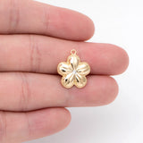 10pcs CZ Cherry Blossoms Charms, 18K Plated Brass, Flower Pendants DIY