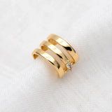 10pcs CZ Paved Adjustable Ear Cuffs, Plated Brass Earwire Earring Clips
