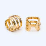 10pcs CZ Paved Adjustable Ear Cuffs, Plated Brass Earwire Earring Clips