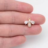 10pcs CZ Paved Bee Charm 13x14mm, 18K Plated Brass, Jewelry Making