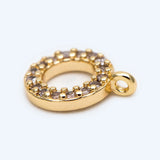 10pcs CZ Paved Circle Charm 7x9mm Mini Round Ring Pendants