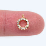 10pcs CZ Paved Circle Charm 7x9mm Mini Round Ring Pendants