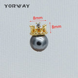 CZ Paved Crown Ear Posts, 18K Plated Brass Stud Earrings