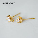 10pcs CZ Paved Ear Posts 3/4mm with Loops, Real Plated Brass Stud Earrings