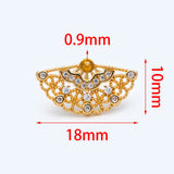 CZ Paved Fan Shape Earring Stud with Loop, Real Plated Stud