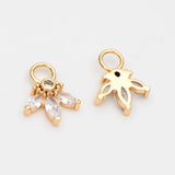 10pcs CZ Paved Flower Charm 12x9mm, Real Plated Brass Leaf Pendants