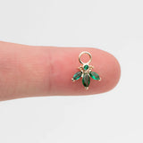 10pcs CZ Paved Flower Charm 12x9mm, Real Plated Brass Leaf Pendants