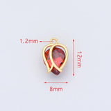 10pcs CZ Paved Flower Charms 12x8mm, Red CZ Pendants