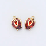 10pcs CZ Paved Flower Charms 12x8mm, Red CZ Pendants