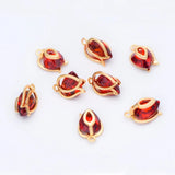 10pcs CZ Paved Flower Charms 12x8mm, Red CZ Pendants