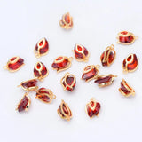 10pcs CZ Paved Flower Charms 12x8mm, Red CZ Pendants