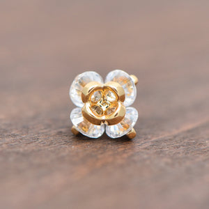 10pcs CZ Paved Flower Charms 8mm, Gold/Silver Tone Pendants