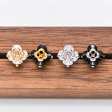 10pcs CZ Paved Flower Charms 8mm, Gold/Silver Tone Pendants